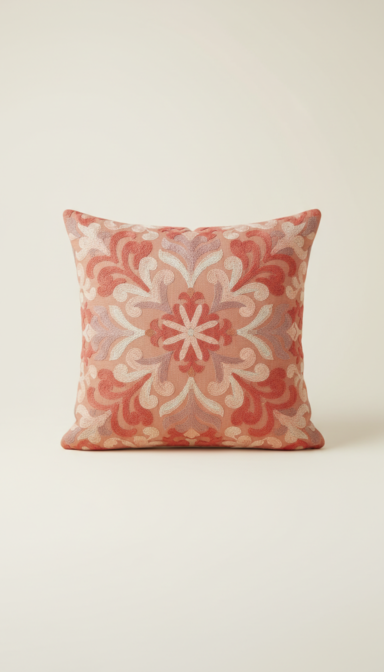Apricot Tint Linen Throw Pillow
