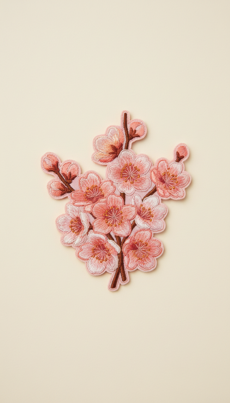 Peach Blossom Embroidered Patch