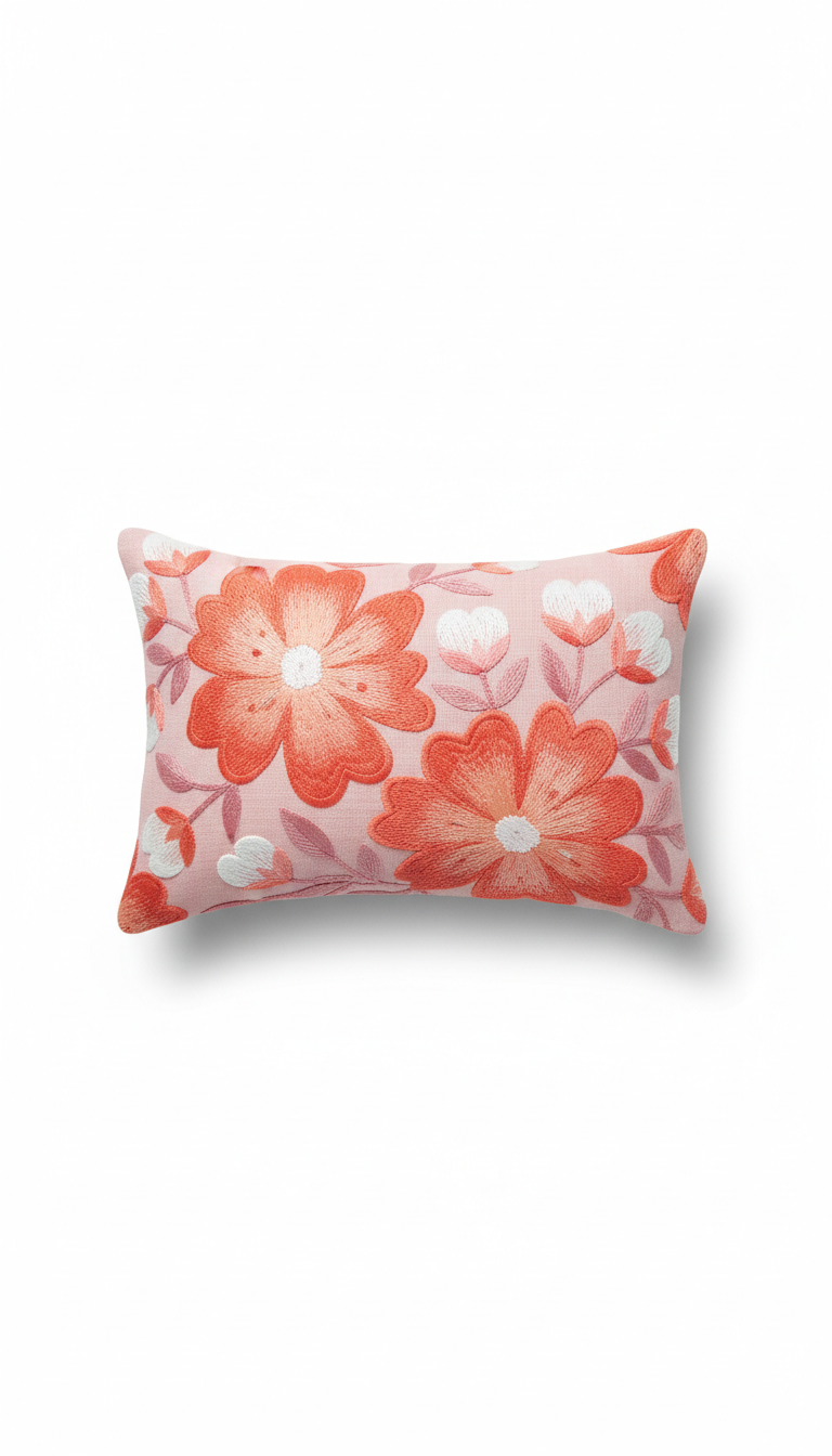 Coral Crush Floral Mini Pillow